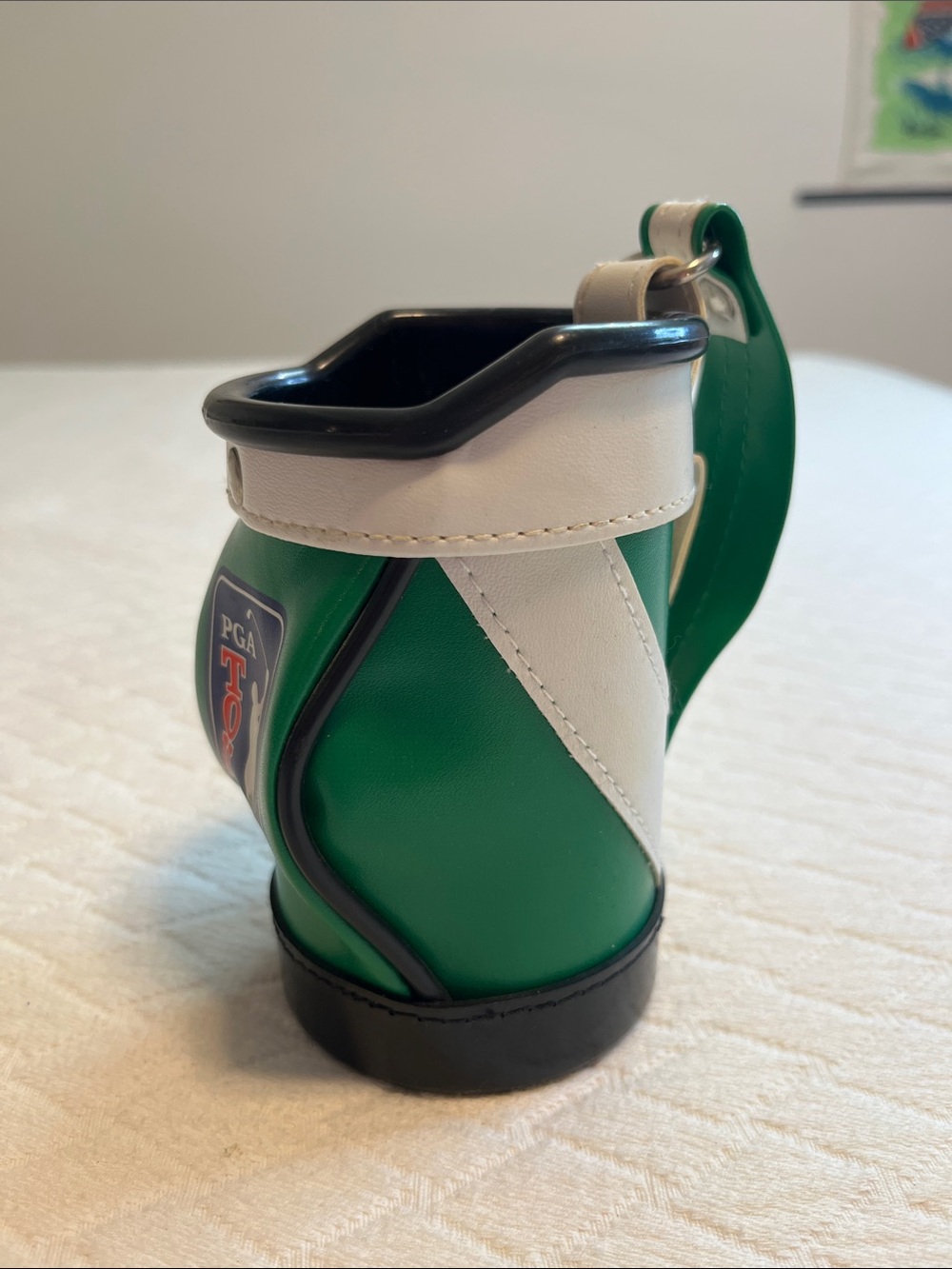 PGA Tour Golf Bag desktop pencil holder, plastic, vintage (?), 5” high